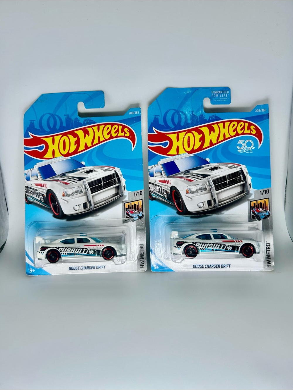 Hot Wheels Dodge Lot Of 2x -Dodge Charger Drift White 208/365 Pursuit Police Car